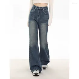 Jeans da donna WCFCX STUDIO Pantaloni denim da donna autunnali Pantaloni dritti vintage Moda femminile tinta unita gamba larga casual allentata