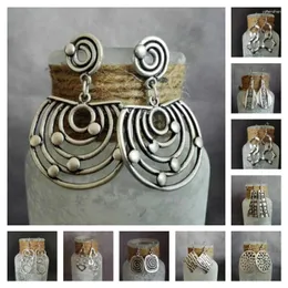 Dangle Earrings 2024 Women's Ethnic Personality Vintage Geometry Long Hook Triangle Metal Spiral Jewelry Accessories