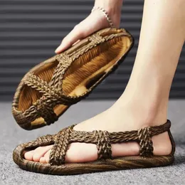 Retro personalidade verão sandálias esportivas para homens mulheres videira tecido de borracha sandalias macio confortável praia sapatos opentoe 2024 240328