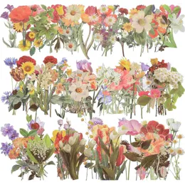 OPinowanie prezentów 6 worki Kwiatowe naklejki Scrapbooking w stylu kwiatowym etykieta rośliny alfabet litera seria DIY Diary Pvc