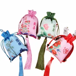 Frisado Fr Tassel Drawstring Bag Floral Bird Jewelry Packing Bag Bucket Bag Hanfu Decorati Estilo Chinês Saquinho a1PJ #