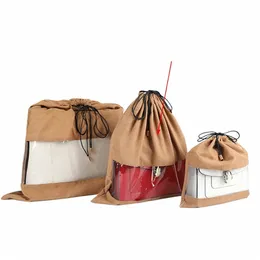 Anpassad broderad namn flanellpåse dammtät väska transparent lyx varumärke väska förvaringskläder leksaker förpackning dragskon i659#