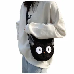 Kvinnor plyschväska japansk kawaii carto axelväska kvinnlig crossbody väska faux päls handväska små phe purses fluffy shopper d2xk#