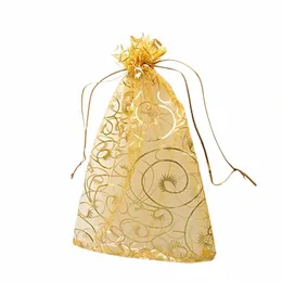 100 pçs/lote 9x12cm Fi Organza Drawstring Gift Bag Nice Jewelry Packaging Bags Gift Bolsas Bag 30dW #