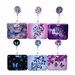 Horiztal Butterfly Card Holder 개폐식 배지 릴 클립 여성 Busin 배지 릴 클립 의사 간호사 소녀 카드 소지자 L03G#