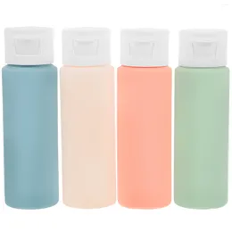 Garrafas de armazenamento 4 Pcs Suprimentos de Viagem Macaron Tube Squeeze Bottle Set Etiqueta para Loção Tamanho Shampoo Plástico Dispensador Recarregável