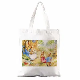 rabbit Family Casual Tote Bag Peter Canvas bags Reusable Shop Bags Outdoor Beach Bags Casual Tote Bag Supermarket Bag Q4Sp#