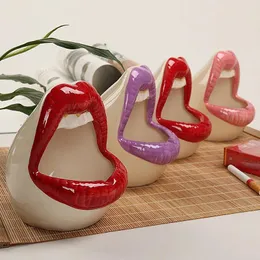 접시 프렌치 튀김 접시 재미있는 입을 붉은 입술 모양의 세라믹 보트 아이스크림 튀김 컵 홀더 식당 파티 홈