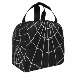 spider Web Black Insulated Lunch Bags Cooler Bag Reusable High Capacity Tote Lunch Box Girl Boy Beach Picnic 338p#