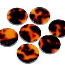 Charms Bohemian Leopard Print Tortoise Shell Charm Acetate Acrylic Beads Round Shaped Boho Earring Parts Ohrringe Finding 24mm