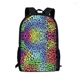 Borse per la scuola Borsa per laptop con stampa leopardata da 16 pollici Zaino per laptop Zaino casual per viaggiare in campeggio Shopping Bookbag in pelliccia di animali