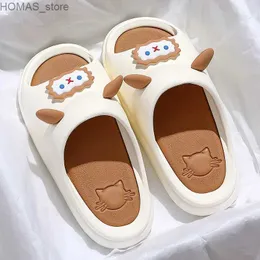 Casa Sapatos Qyckaby Casais Casa Chinelos Novo 2024 Dog Cartoon Sheep EVA Chinelos Animação Ao Ar Livre Antiderrapante Verão Flip Flops Mans Mulheres Y240401