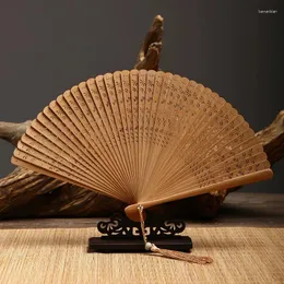 Estatuetas decorativas mini ventilador dobrável de bambu oco japonês antigo masculino e feminino artesanal pequena dança