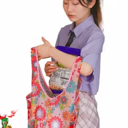 Wiederverwendbare faltbare Tuch-Shop-Taschen FR Vogel-Katzen-Einkaufstasche tragbare umweltfreundliche große Kapazitäts-Shop-Tasche Handtasche l0iV #