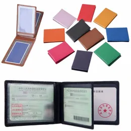 Solid Color PU Leather Driver License Passport Holder Cover för dokument Busin Kreditkortshållare Mappa Travelplånbok V1ZJ#