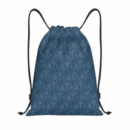 liniowy wzór słonia sznurka z plecakiem sportowa torba gimnastyczna dla kobiet mężczyzn Orla Kiely Shop Sackpack D4XC#