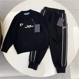 Novos meninos conjunto de designer de roupas esportivas de duas peças de lã calças de algodão puro moda casual bonito bebê conjunto a4