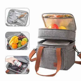 double Layer Shoulder Thermal Cooling Bags Outdoor Picnic Portable Fridge Thermal Bag Food Lunch Box Ice Storage Insulati Bags Z2nl#