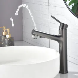 Rubinetti per lavandino del bagno Rubinetto per lavabo estraibile Sciacquatrice Spruzzatore Gargarismi Spazzolatura Miscelatore a 3 modalità Controsoffitto freddo