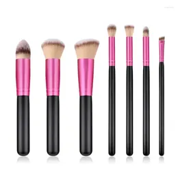 Pincéis de maquiagem 7 pçs conjunto de ferramentas cosméticos pó sombra de olho sobrancelha fundação blush mistura beleza compõem kit escova