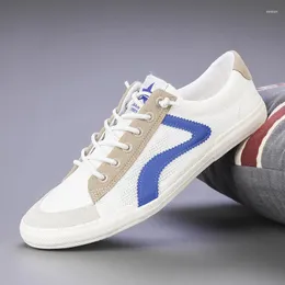 Sapatos casuais masculinos de baixa ajuda lona primavera esportes lazer com verão plano confortável respirável vulcanizado 22620