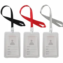 1SET -ID TAG Arbetstillstånd Cover Pass Arbetskort med Lanyard för personal Badge Holder Neck Strap ID Kreditkort Holder Protector A0VV#