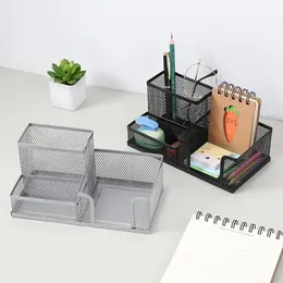 Novo 2024 criativo Multifunction Metal Desktop Pen Holder Caixa de armazenamento de escritório Organizador de malha de mesa de lápis para a mesa de escritório em casa