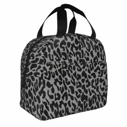 black Leopard Insulated Lunch Bag Cooler Bag Reusable Cheetah Animal Large Tote Lunch Box Food Bag Beach Travel s7Am#