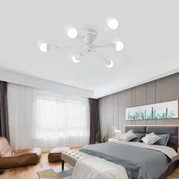 Luzes de teto estilo nórdico lâmpadas modernas simples sala estar quarto estudo lâmpada led arte ferro com múltiplas cabeças opcionais