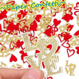 Decoração de festa 100 pçs/saco carta de amor confete forma de coração vermelho decorações de casamento dourado jogando papel confissão proposta tabela dispersão