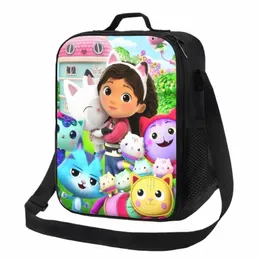 Gabbys Dollhouse Gabby Cats Isolierte Lunchtasche für Schule, Büro, Meerjungfrau, tragbarer Kühler, Thermo-Lunchbox für Damen und Kinder z6KS #