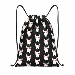 Valentine Bully Dog Cordão Mochila Mulheres Homens Gym Sport Sackpack Dobrável Bull Terrier Puppy Shop Bag Sack G6xc #