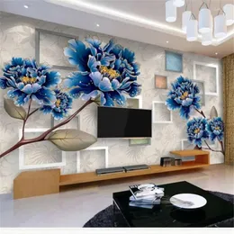 Wallpapers Wellyu Papel De Parede Para Quarto Custom Wallpaper Golden Peony Simple Stereo 3D TV Background Wall Painting