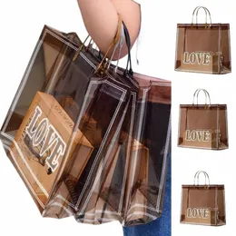 Love Print PVC Grosso Tote Bags Para Mulheres Casual Bolsa Portátil À Prova D 'Água Saco de Presente Sacos de Roupas Reutilizados Saco de Loja de Plástico x3Gk #