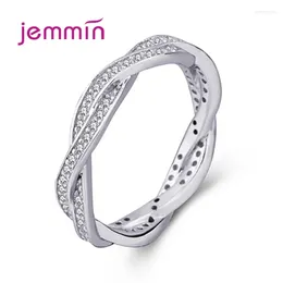 Anéis de cluster autêntico 925 anel de prata esterlina para mulheres forma de onda dedo feminino presente de noivado de casamento