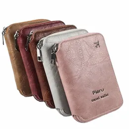 Multifuncional Rfid Anti-Theft Brush Passport Holder Document Bag Travel Wallet Zipper Storage Bag Leather Case Passport Holder Q1LR #