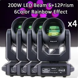 4PCS/LOT LED Beam Spot 200W Moving Head Light Gobo/6+12Prismus mit DMX 512 -Controller für Projektor DJ Disco -Bühnenbeleuchtung