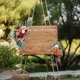 Flores decorativas arco de casamento arranjos de flores grinalda de canto conjunto de decoração artesanal de 2 para sinal de boas-vindas parede de casa