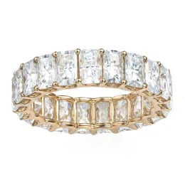 AAA GEMS 14K/ Gold Radiant Cut Engagement Diamond Eternity Moissanite Ring Band for Women Wedding Design