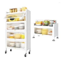 Kitchen Storage Crack Rack With Cabinet Door Floor Multilayer Multi-Function Movable