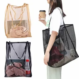 protable Mesh Bag Large Capacity Reusable Kids Toys Storage Bags Swimming Beach Bag Women Makeup Organizer Shop Handbag l571#