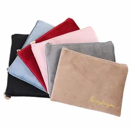 DHL50PCS Kvinnor Corduroy Multifunctial Proteable Large Capacity Letter Prints LG Envelope Square Cosmetic Påsar Mix Color T3fm#