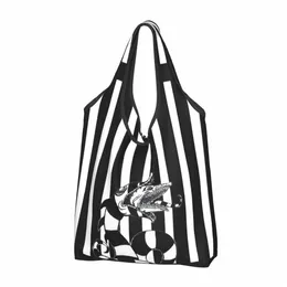 lustiger Druck Beetlejuice Sandworm Tote Shop Bag Tragbarer Shopper Schulter Tim Burt Horrorfilm Handtasche 35Qr#