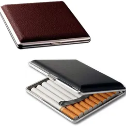 Presente masculino high-end 20 caixa de charuto couro metal caixa de armazenamento de cigarro viagem ao ar livre ferramenta fumar acessórios mais leves