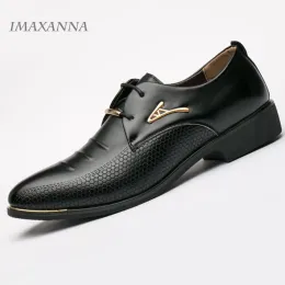 Shoes Imaxanna Mens Dress Shoes Fashion Pointed Toe Lace Up Men's Business Casual Shoes Leather Oxfords Shoes Big Size 3848