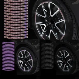 Uppgradera 20st Bling Rhinestone Car Tire Rim Sticker Auto Decorative Sticker Safety Varning Stripe Wheel Hub biltillbehör för kvinnor