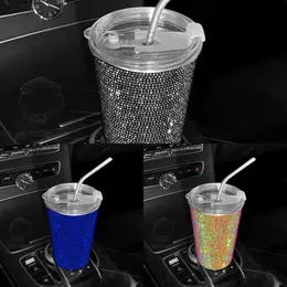 Ulepsz Bling Diamond Stal Stael Stael Water Cup 550 ml Damskie Kawa Kawa Auto Wewnętrzne akcesoria do samochodu biuro domowe