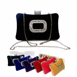 Donne Rhineste Sera Pochette Ladies Red Frizione Borsa a catena Borsa da sposa Borsa da festa di nozze n7Da #