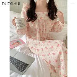 Home Clothing DUOJIHUI Sweet Women Long Sleeved Jacquard Furnishing Pajama Pants Set Fashion Square Collar Women's Spring Lace Nightgown