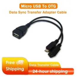 Ryra Black Portable Lightweight 0.2m Long 2 in 1 Micro USBからOTG Data Sync Transfer Adapter Adapter Cable for Android電話アクセサリ